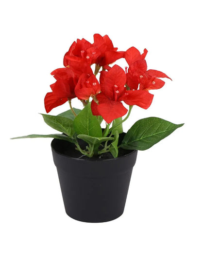 Bougainvillea Artificial Bonsai Plant with Ceramic Pot & Metal Stand | 8 inches