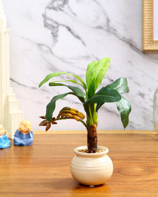 Banana Artificial Bonsai Plant with Ceramic Pot