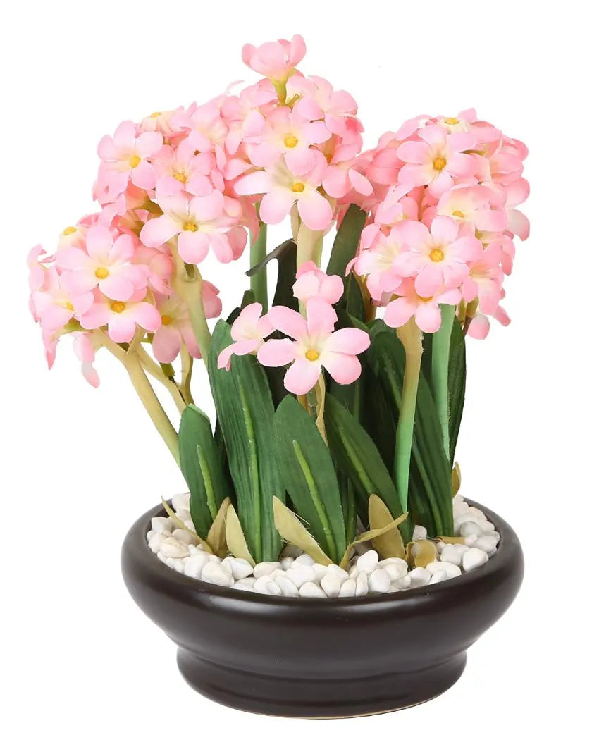 Hyacinth Artificial Bonsai Plant with Ceramic Pot | 10 inches