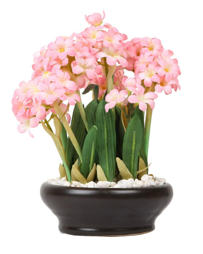 Hyacinth Artificial Bonsai Plant with Ceramic Pot | 10 inches