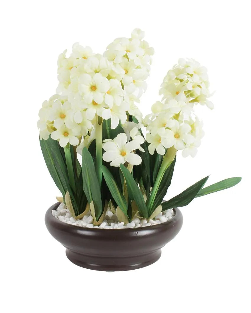 Hyacinth Artificial Bonsai Plant with Ceramic Pot | 10 inches