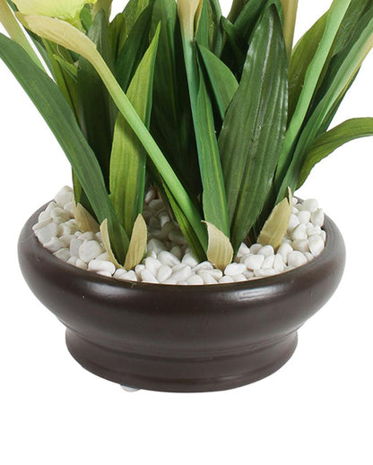 Tulip Artificial Bonsai Plant with Ceramic Pot & Metal Stand | 10 inches