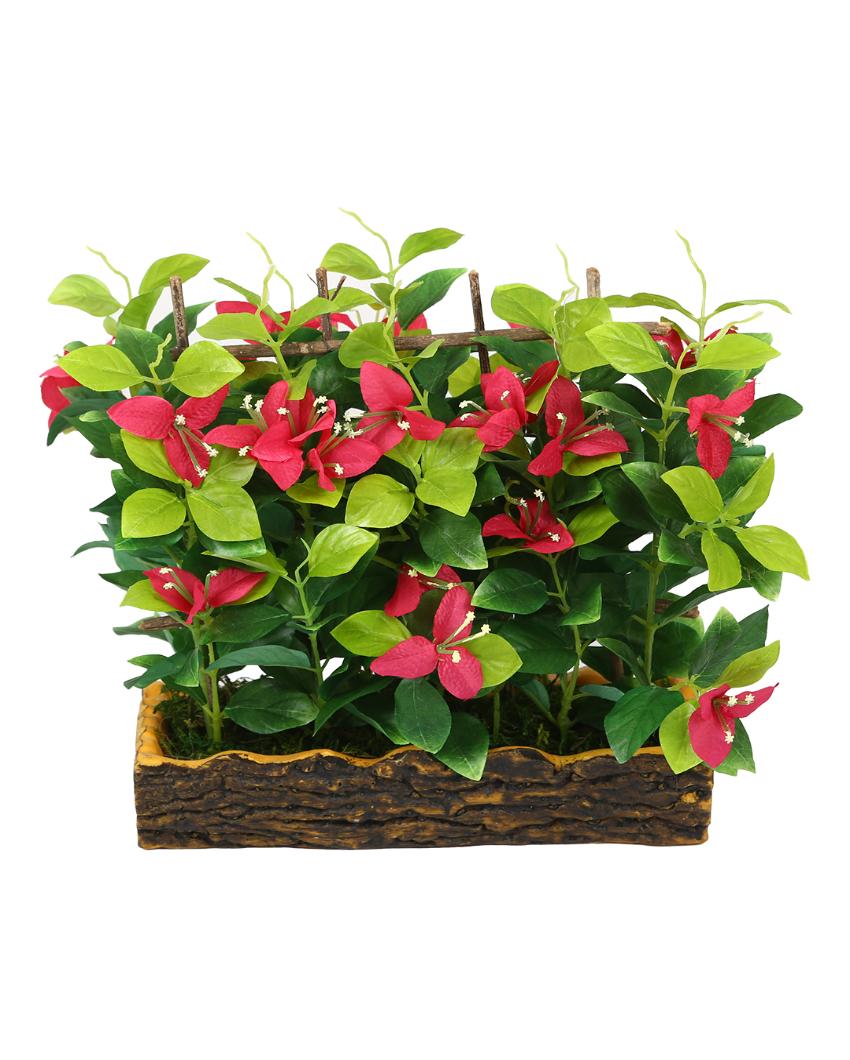 Bougainvillea Artificial Bonsai Plant with Polyurethane Pot | 11 inches