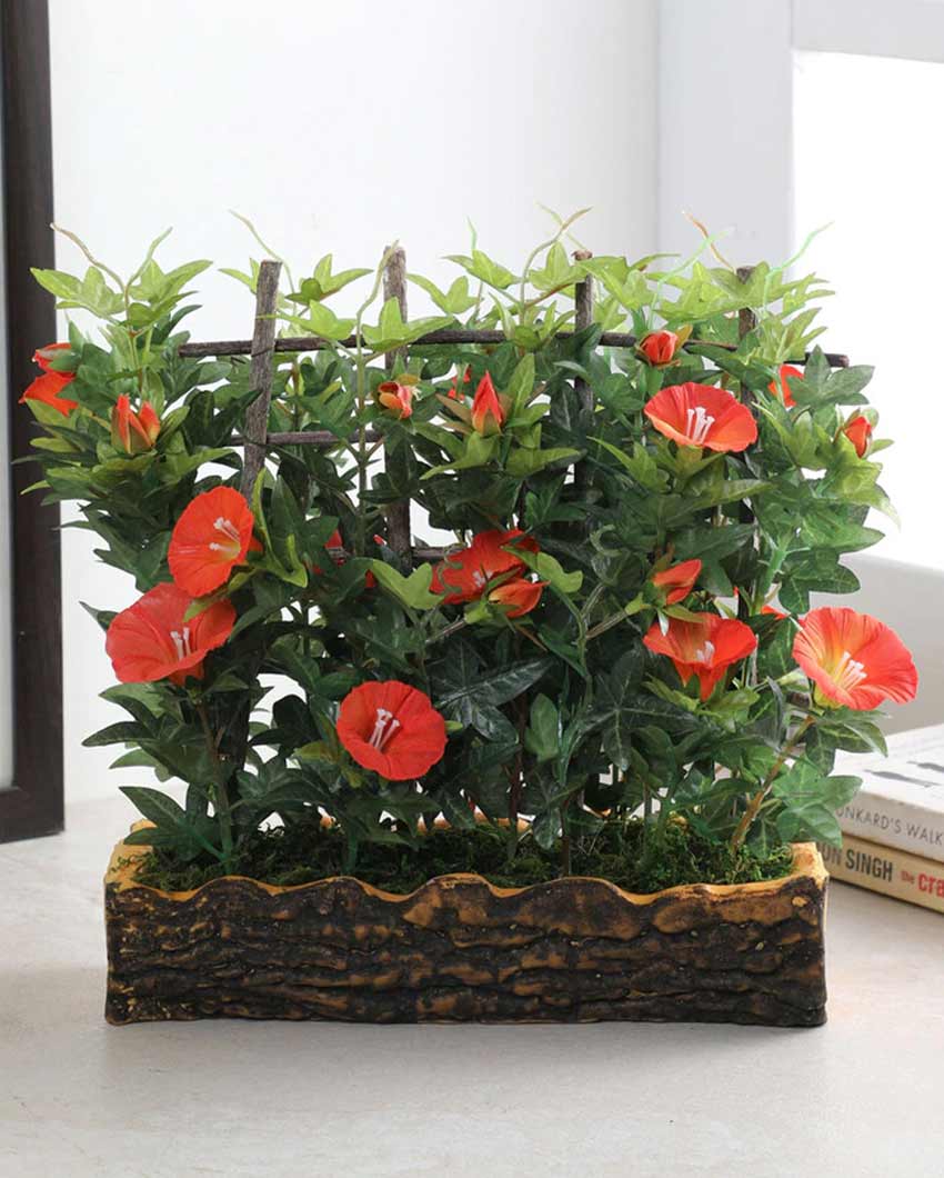 Morning Glory Artificial Bonsai Plant with Polyurethane Pot | 11 inches