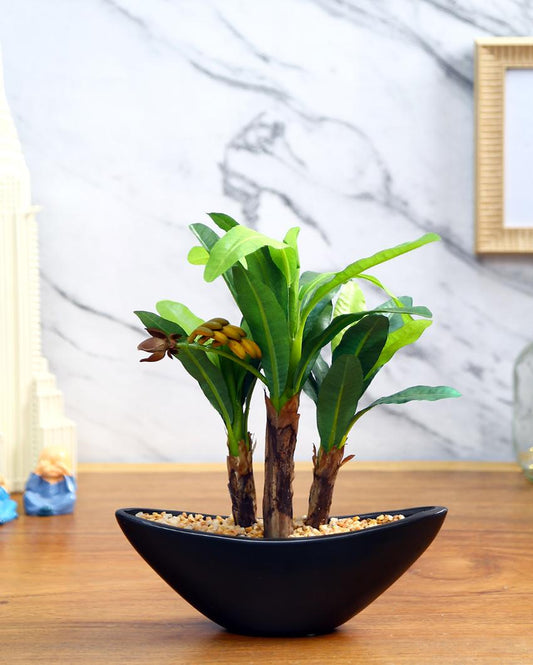 Banana Artificial Bonsai Plant with Ceramic Pot | 11 inches