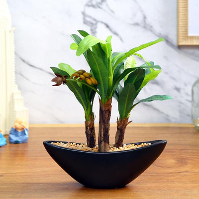 Banana Artificial Bonsai Plant with Ceramic Pot | 11 inches