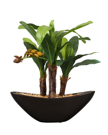 Banana Artificial Bonsai Plant with Ceramic Pot | 11 inches