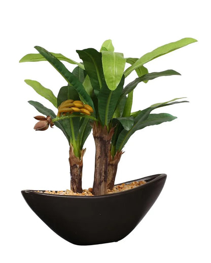 Banana Artificial Bonsai Plant with Ceramic Pot | 11 inches