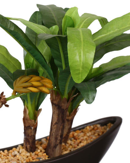 Banana Artificial Bonsai Plant with Ceramic Pot | 11 inches