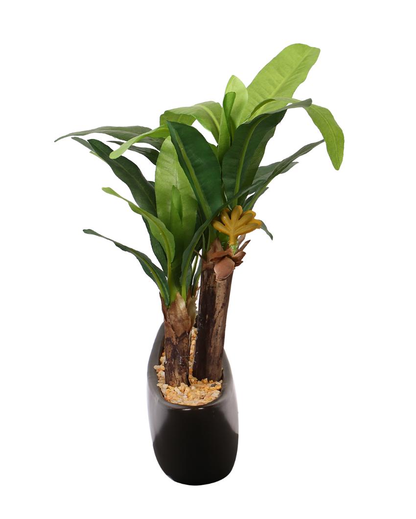 Banana Artificial Bonsai Plant with Ceramic Pot | 11 inches