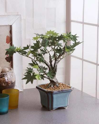 Japanese Maple Artificial Bonsai Plant with Ceramic Pot | 11 inches