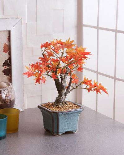 Japanese Maple Artificial Bonsai Plant with Ceramic Pot | 11 inches