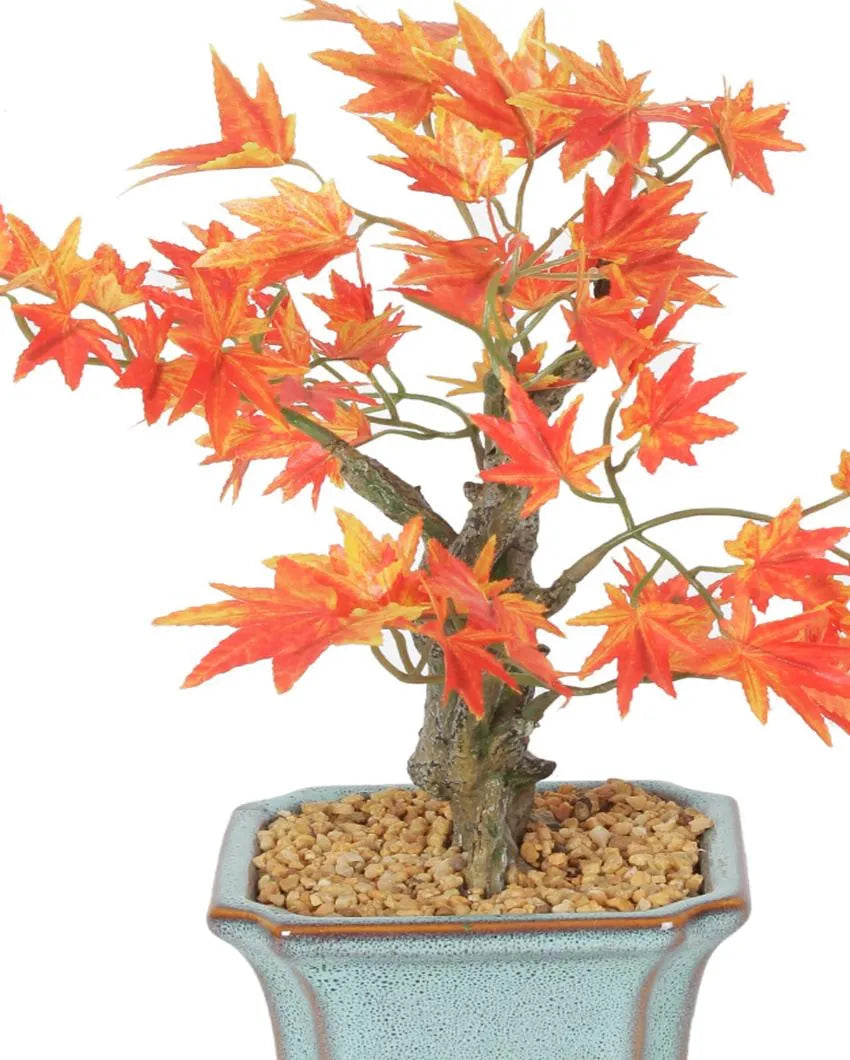 Japanese Maple Artificial Bonsai Plant with Ceramic Pot | 11 inches