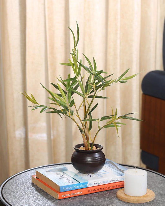 Bamboo Artificial Bonsai Plant with Ceramic Pot | 12 inches