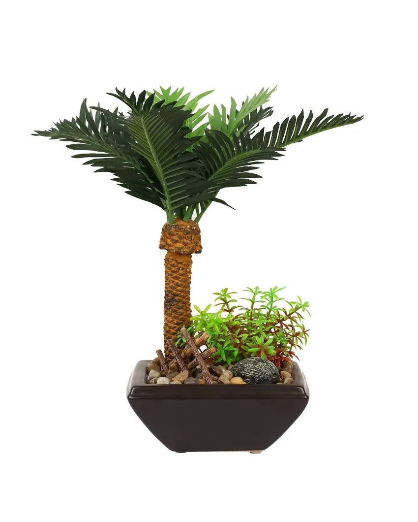 Phoenix Assorted Leaf Artificial Bonsai Plant with Ceramic Pot | 1 feet