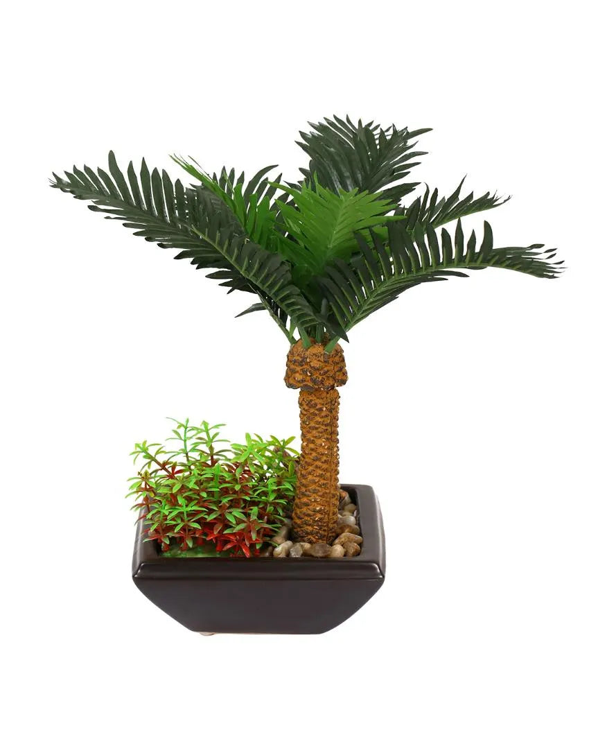 Phoenix Assorted Leaf Artificial Bonsai Plant with Ceramic Pot | 13 inches