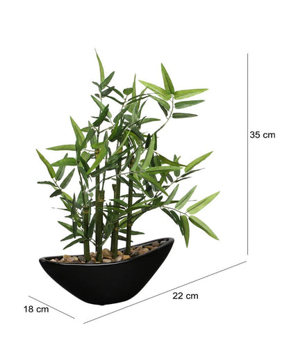 Bamboo Artificial Bonsai Plant With Ceramic Pot | 1 feet , 1.25 feet