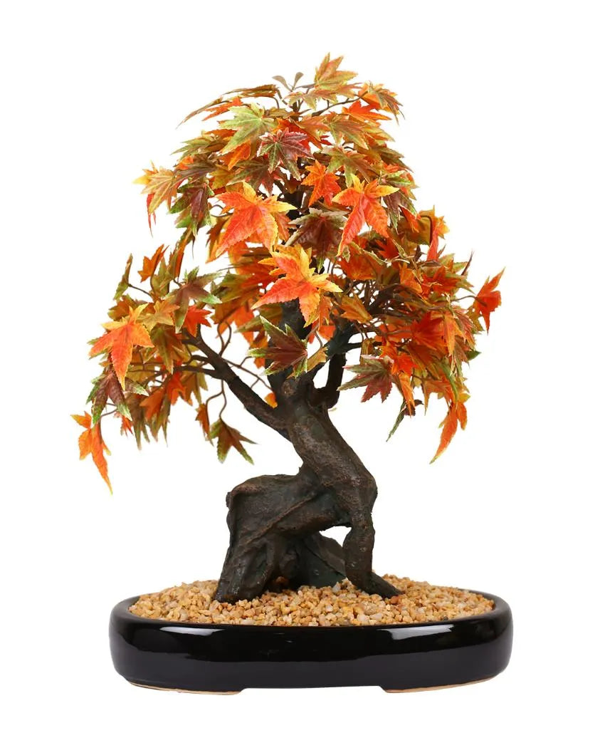 Japanese Maple Artificial Bonsai Plant with Ceramic Pot | 1.3 feet