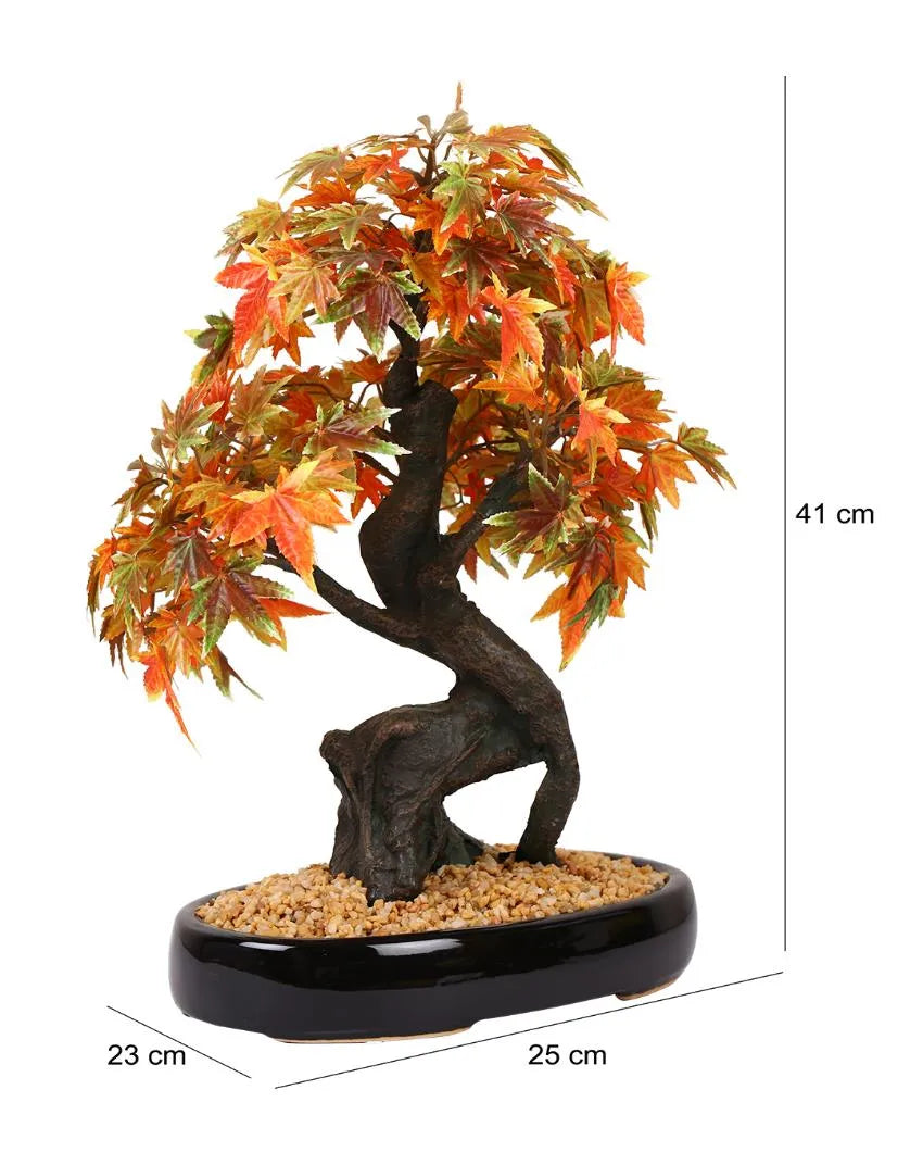 Japanese Maple Artificial Bonsai Plant with Ceramic Pot | 1.3 feet