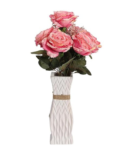 Artificial Autumn Polyester Rose Flowers | Set Of 7 Light Pink