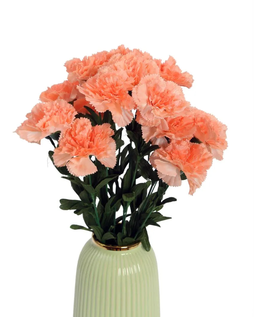 Artificial Carnation Bush Polyester Flower Peach