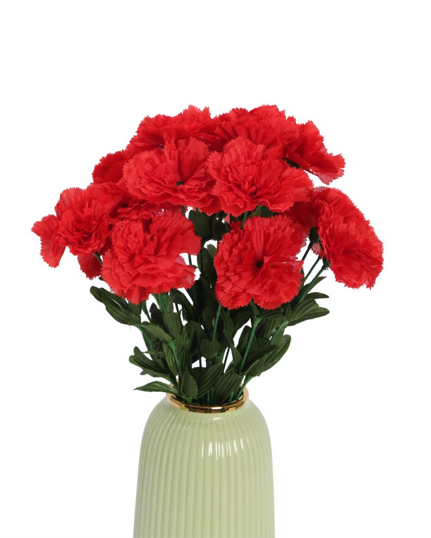 Artificial Carnation Bush Polyester Flower Red