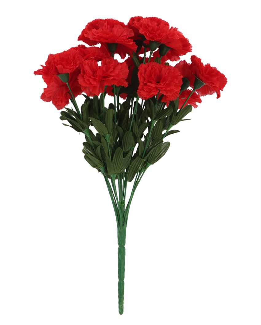 Artificial Carnation Bush Polyester Flower Red