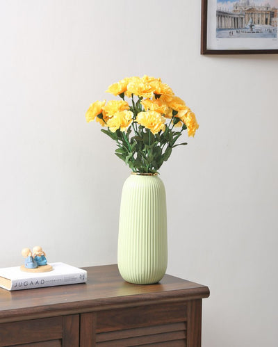 Artificial Carnation Bush Polyester Flower Yellow