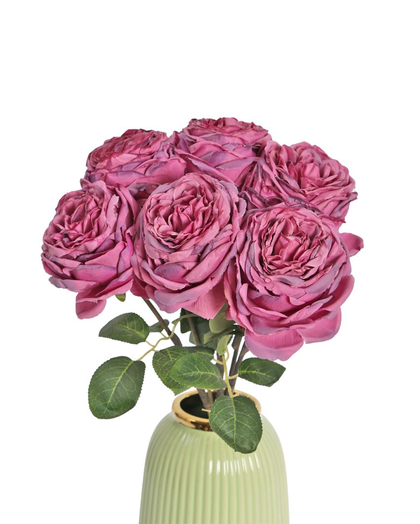Decorative Polyester Dry Roses | Set Of 6 Purple