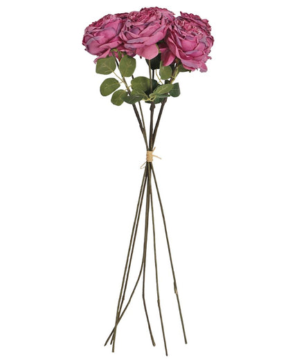 Decorative Polyester Dry Roses | Set Of 6 Purple