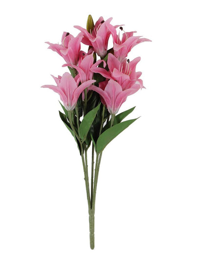 Artificial Plastic Lily Flora Bunch Pink