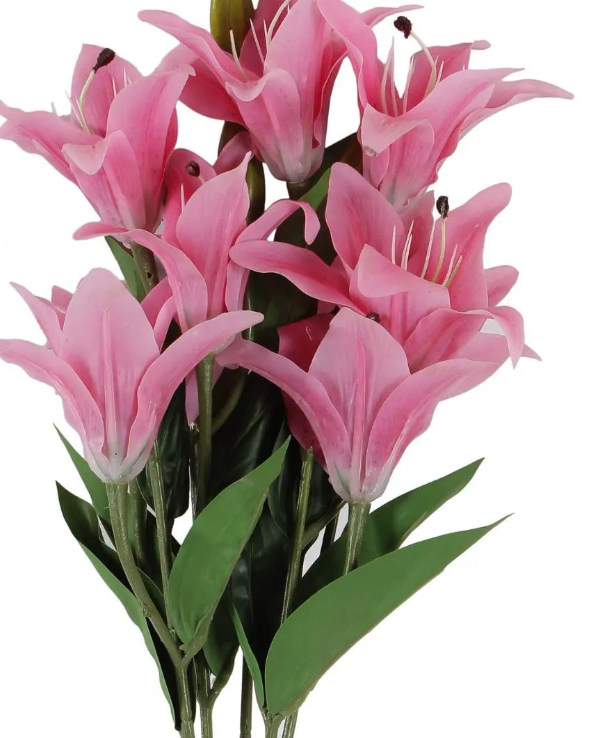 Artificial Plastic Lily Flora Bunch Pink