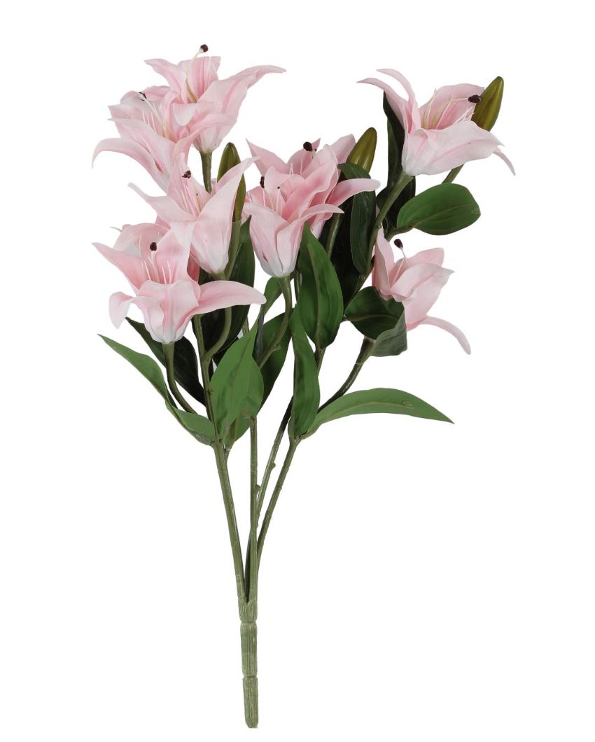 Artificial Plastic Lily Flora Bunch Light Pink