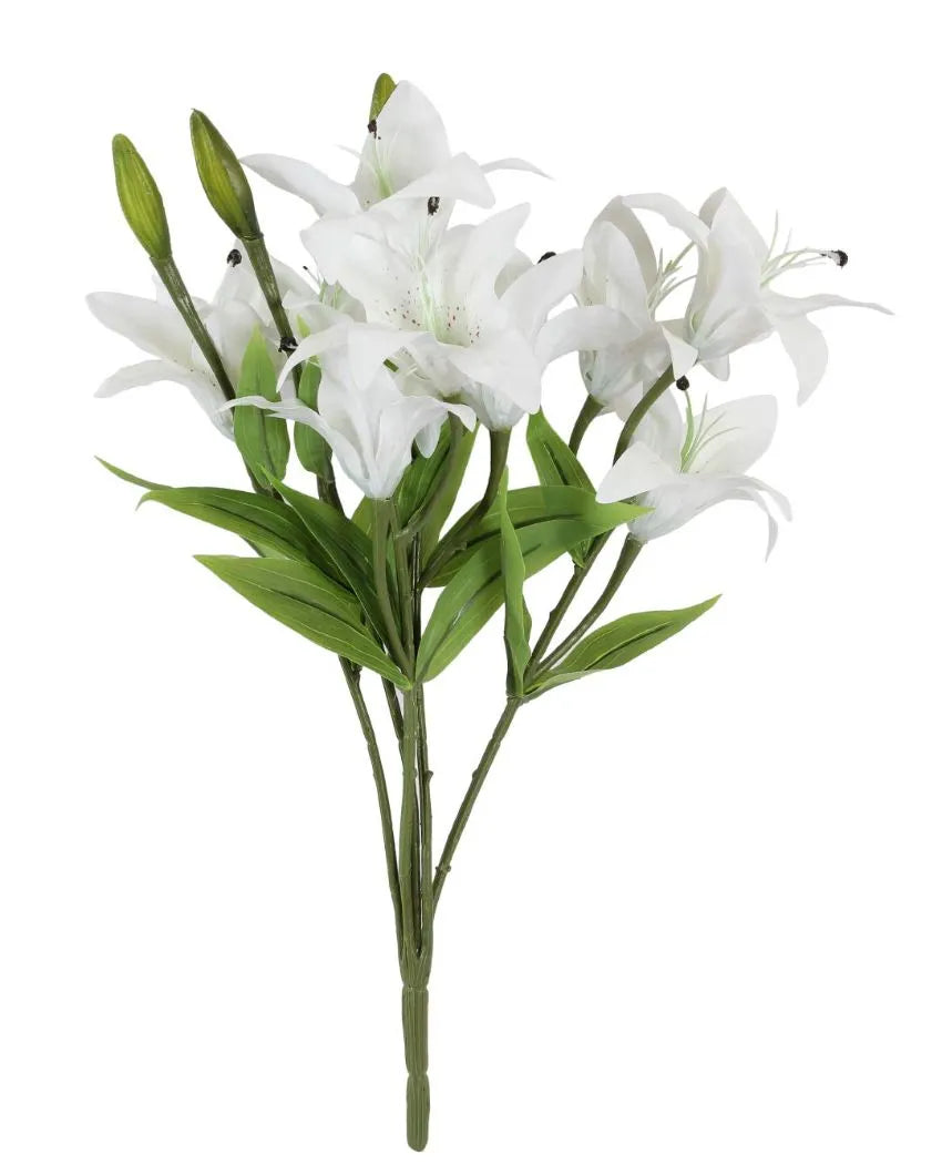 Artificial Plastic Lily Flora Bunch White