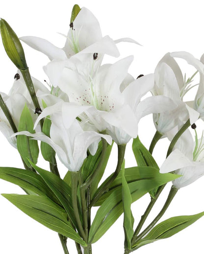 Artificial Plastic Lily Flora Bunch White