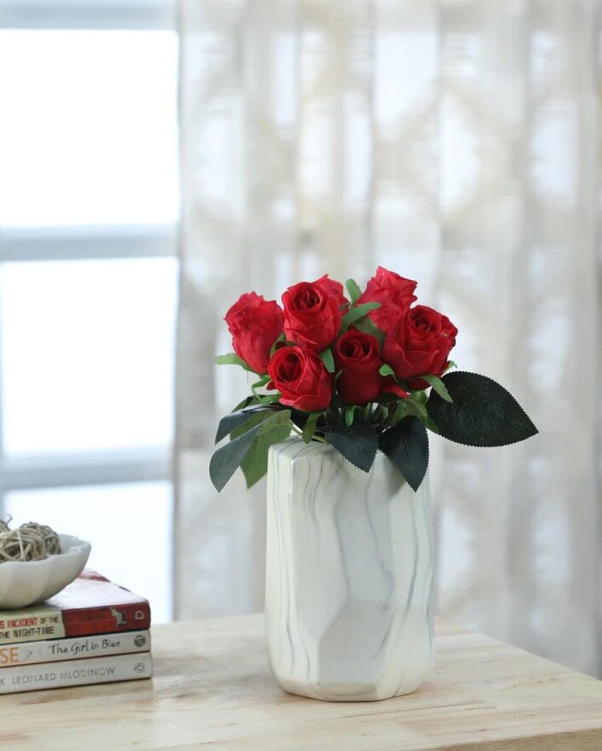 Artificial Plastic Rose Bunch Red