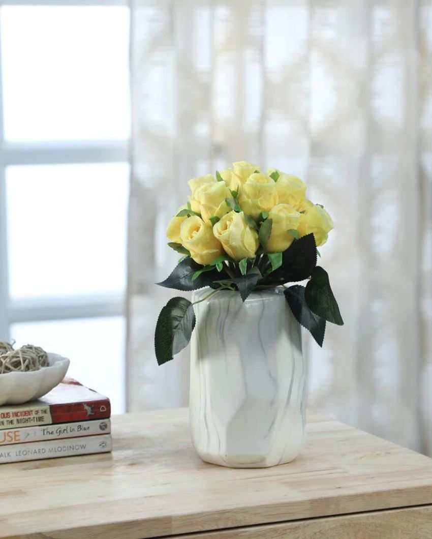 Artificial Plastic Rose Bunch Yellow