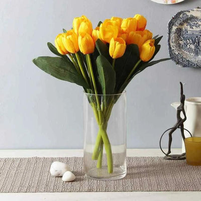 Artificial Plastic Tulip Flower Bunches | Set Of 3 Yellow