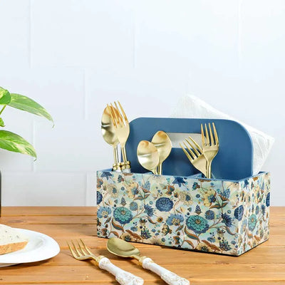 Blue Floral Mdf Cutlery Holder Default Title