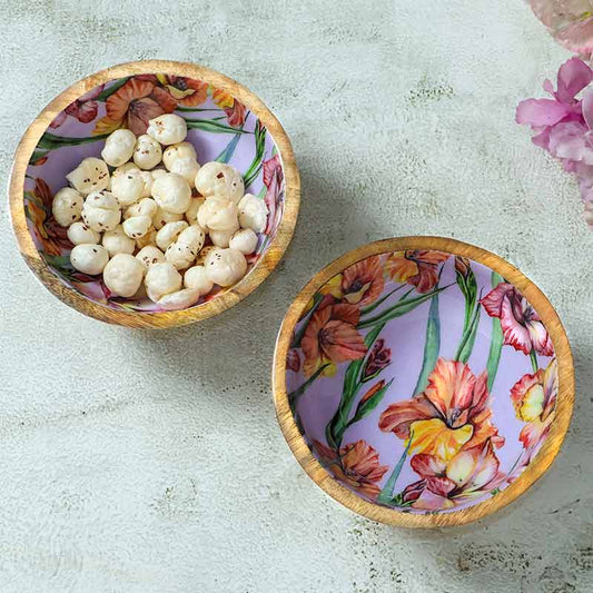 Gladiolus Harmony Print Wooden Snack Bowl |Set Of 2 Default Title