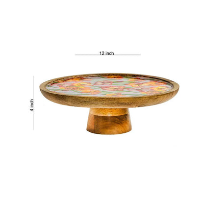 Round Gladiolus Harmony Print Wooden Cake Stand Default Title