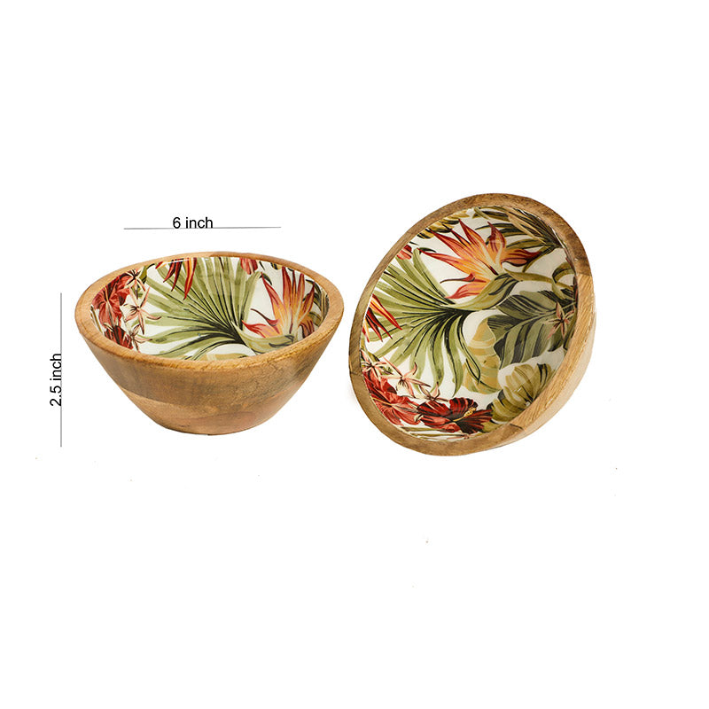 Tropical Paradise Print Wooden Snack Bowls | Set Of 2 Default Title