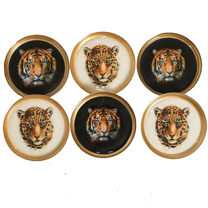 Round Asthetic Tiger Print Coaster | Set Of 6