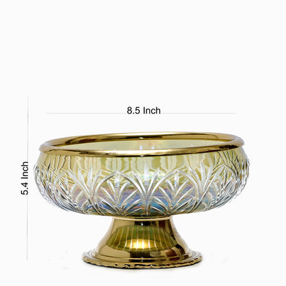 Sparkle Glass Fruit Bowl with Brass Stand | 9 Inches Default Title