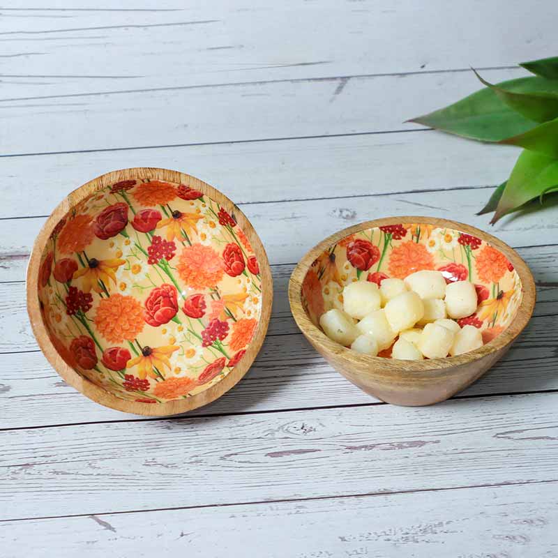 Round Roses And Chamomile Print Snack Bowls | Set Of 2 Default Title