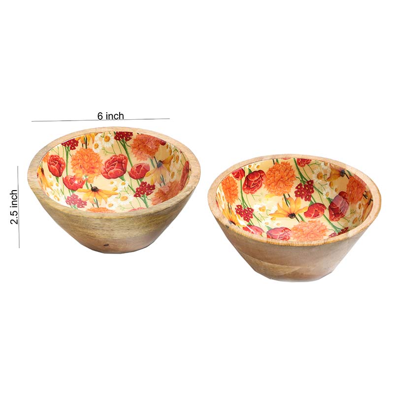 Round Roses And Chamomile Print Snack Bowls | Set Of 2 Default Title