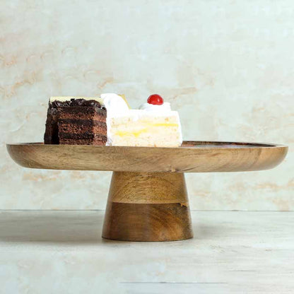 Round Roses And Chamomile Wooden Cake Stand Default Title
