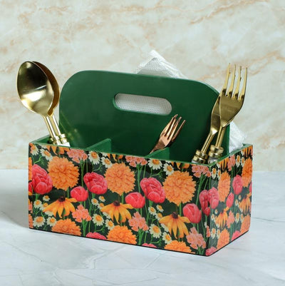 Green Roses And Chamomile Cutlery Holder Default Title