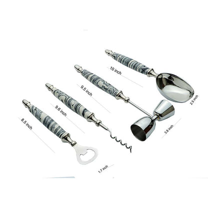Black & White Dust With Stainless Steel Bar Tools | Set Of 5 Default Title