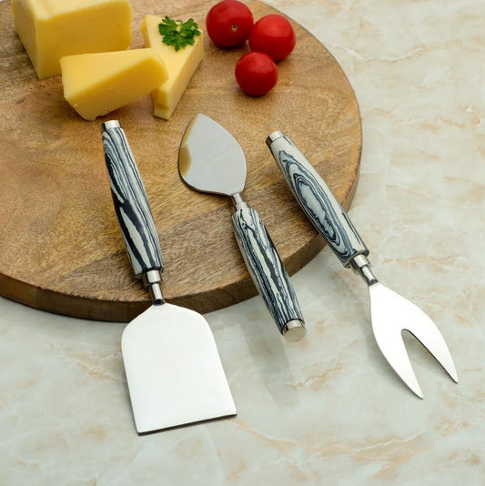 Black & White Marble With Stainless Steel Cheese Server | Set Of 3 Default Title